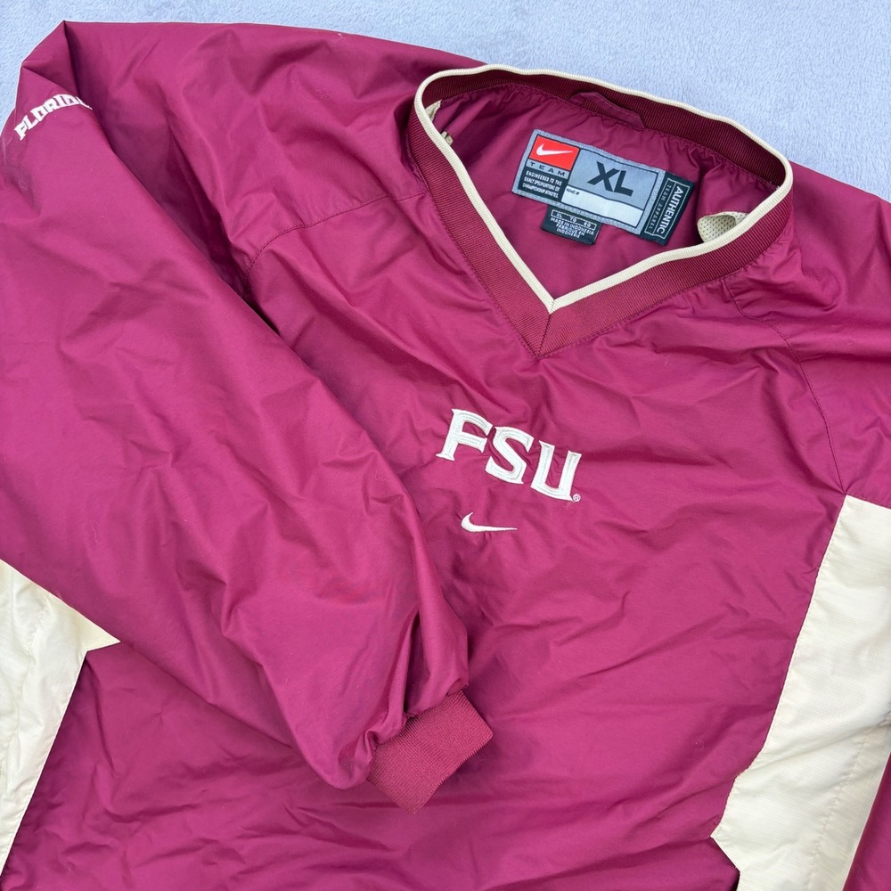 Vintage Nike Windbreaker Mens XL Maroon FSU Florida State Seminoles Pullover Y2K